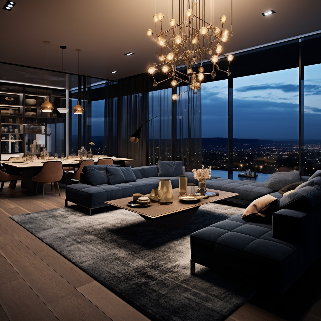 Вариант совмещения гостиной комнаты и столовой