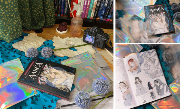 Слева — реквизит и процесс съемки «Алисы в стране чудес», а справа — результат, который использую в соцсетях