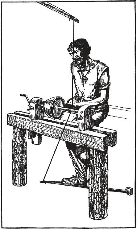 Изображение 1. Примитивный токарный станок.