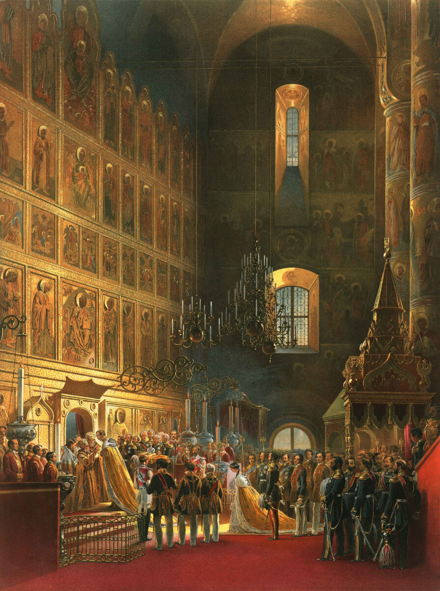 Иконостас на рисунке с коронацией Александа II, 1856