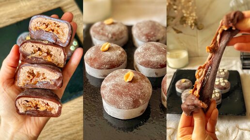 МОТИ (МОЧИ) СНИКЕРС/Mochi Snickers — рецепт на сковороде без заморозки начинки | Мильфей