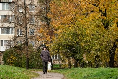    Прохожий осенью на улице в Москве ©Пелагия Тихонова РИАМО