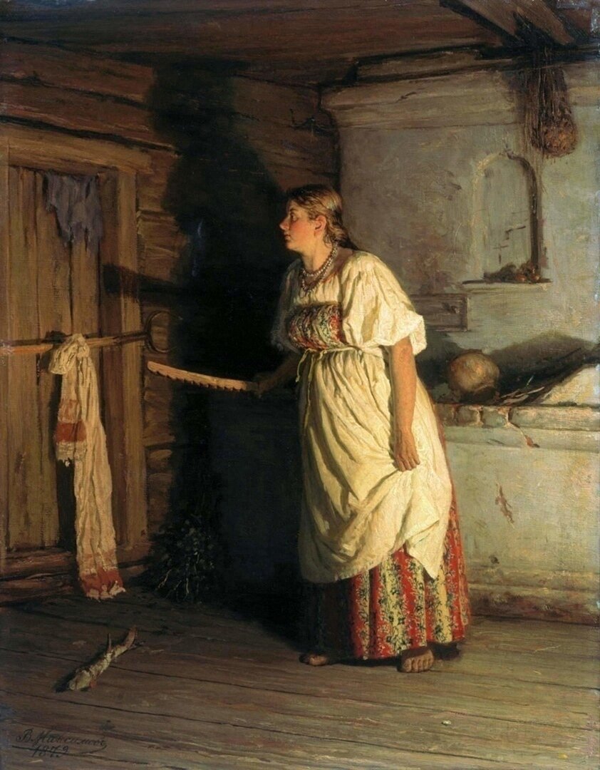 «Кто там?», В. Максимов. 1879 г. Фото из интернета 