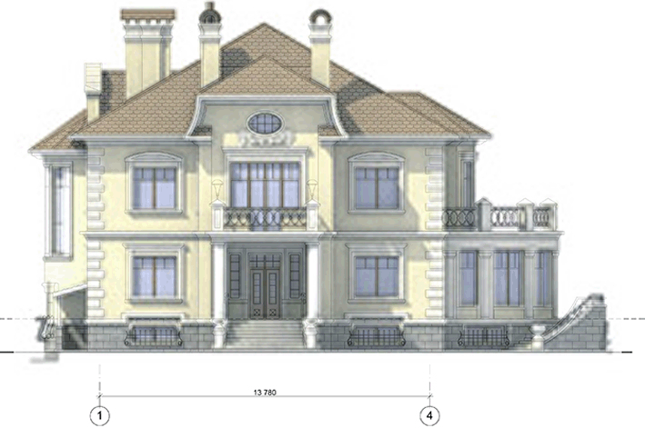 Проект дома 609 м2 в стиле барокко с цокольным этажом и эркерами - PA-52
