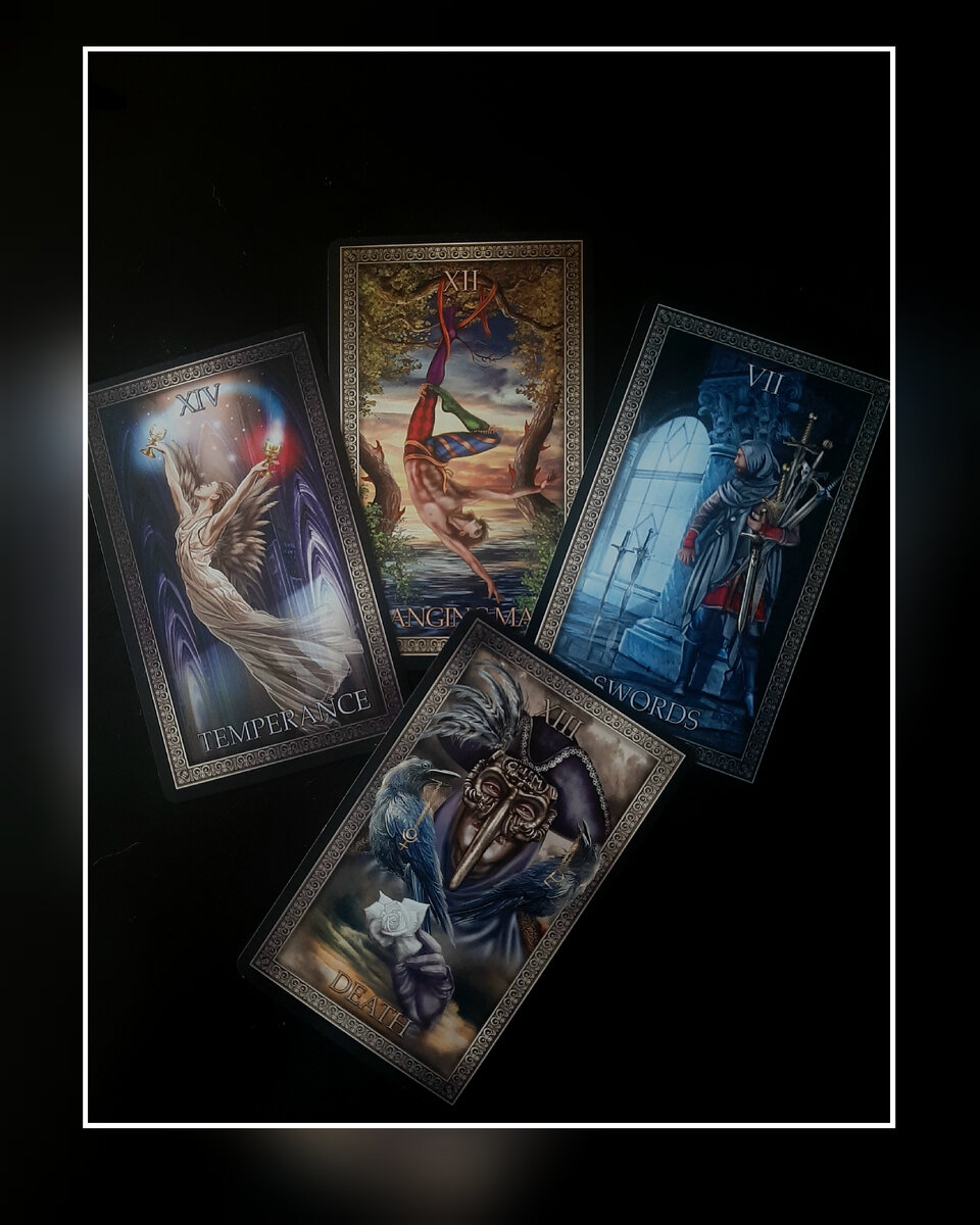 Повешенный, Умеренность, Смерть, 7 Мечей