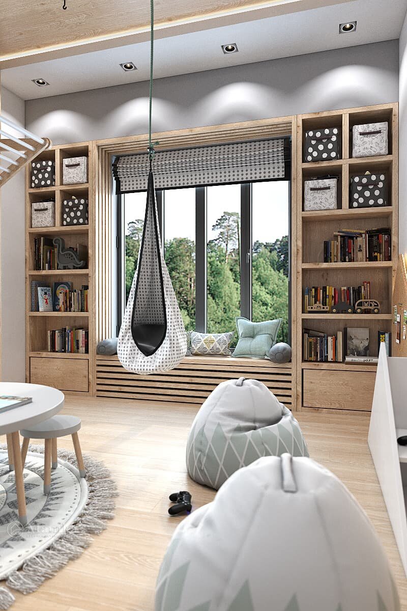 Скамья-подоконник и подвесное кресло-гамак