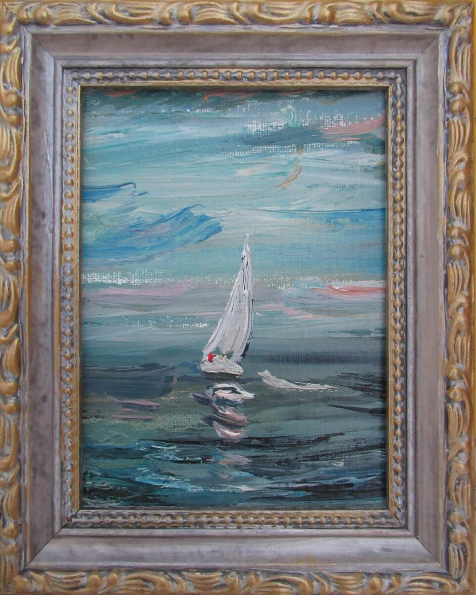 "Парусник"    холст.масло   15х10