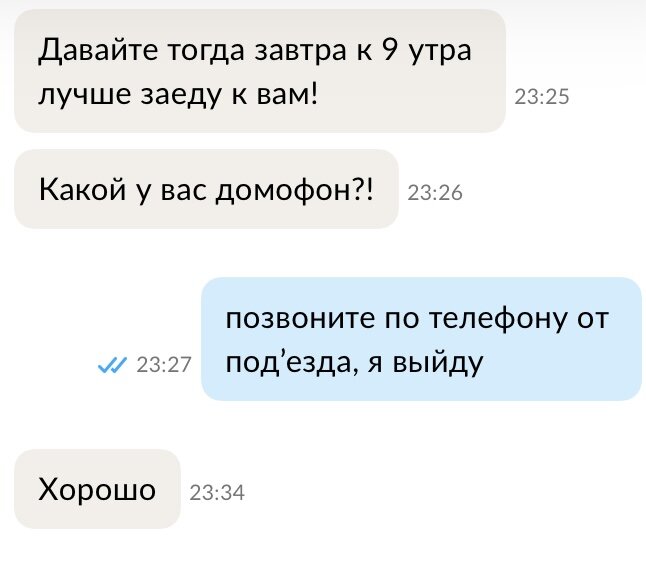 Здесь и далее скриншоты из личной переписки на Авито