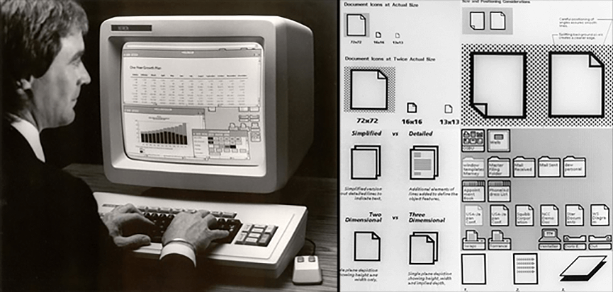 В 1980 годs Xerox PARC графический интерфейс пользователя (GUI)