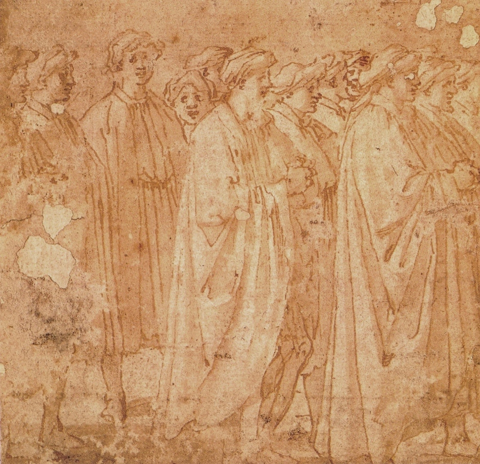 Мазаччо. Набросок к фреске Sagra (Освящение)