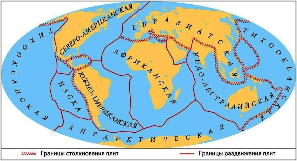 Карта разломов земной коры мира