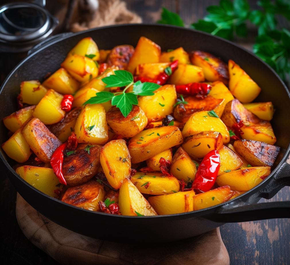 Жареный картофель с сладким перцем (паприкой). | Звездная кухня | Дзен