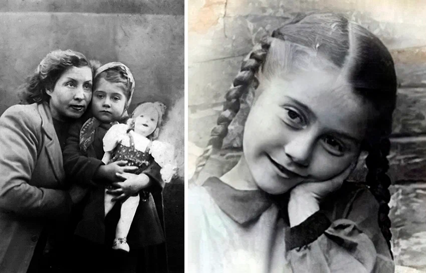 Ирина Мирошниченко (Вайнштейн) в детстве. Слева с мамой Екатериной Мирошниченко