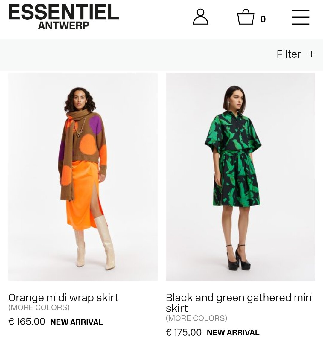 Стоимость юбок Essential Antwerp на официальном сайте бренда.