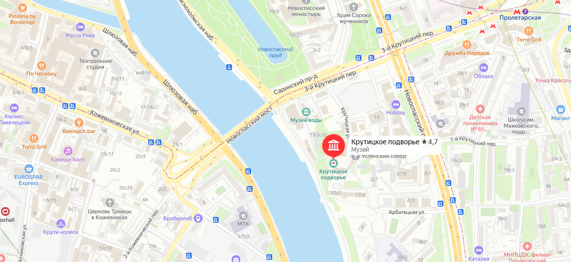 Крутицкое подворье на карте: https://yandex.ru/maps/-/CDQraB8V