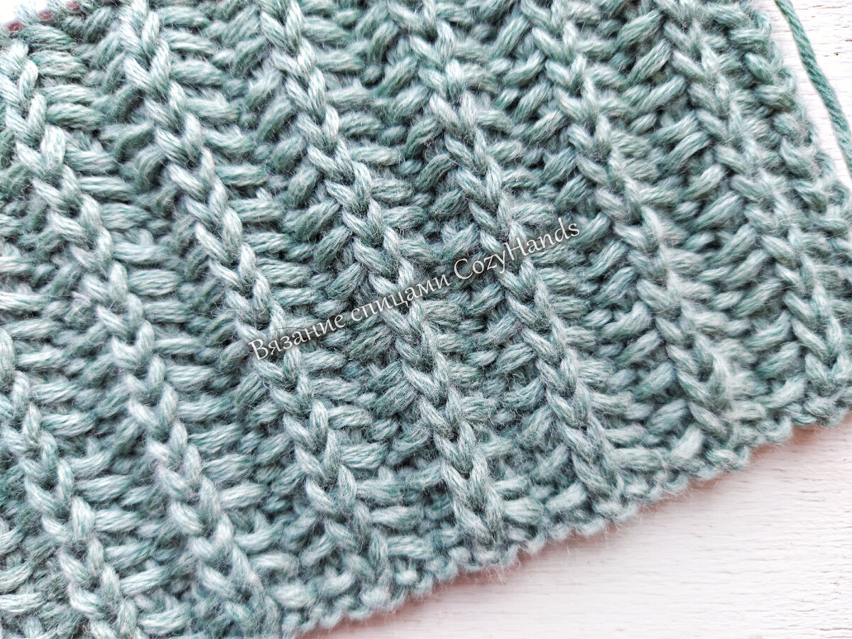 Классный узор для вязания теплых шапок, варежек, свитеров