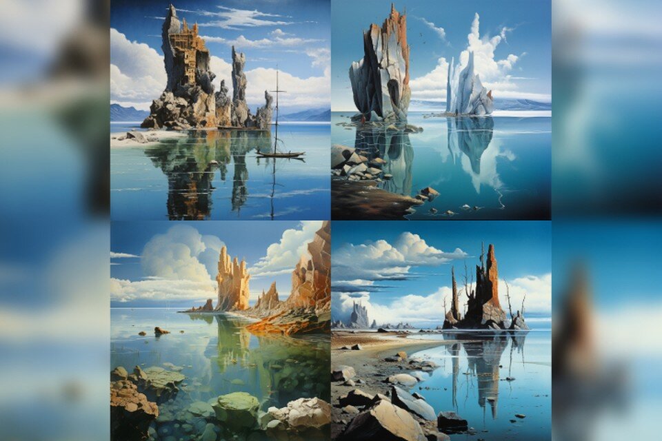    Представим, что Сальвадор Дали влюбился в Байкал. Фото: сгенерировано нейросетью Midjourney по запросу «КП-Иркутск».