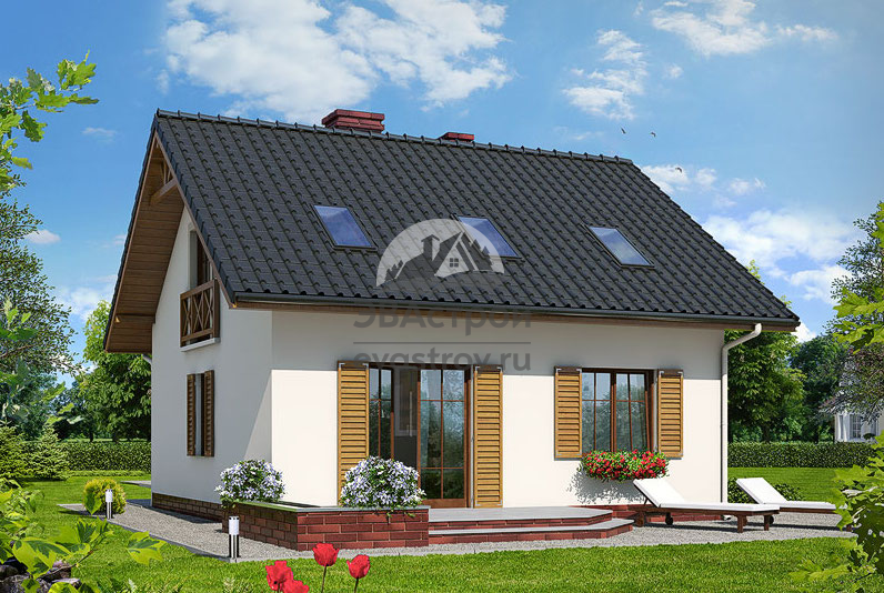 Проект дома 8 на 8 с мансардой и террасой - 102-76