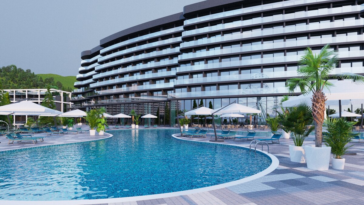 Вариант будущего пятизвездочного отеля в Ялте // Макет компании «Союз Маринс Групп» 