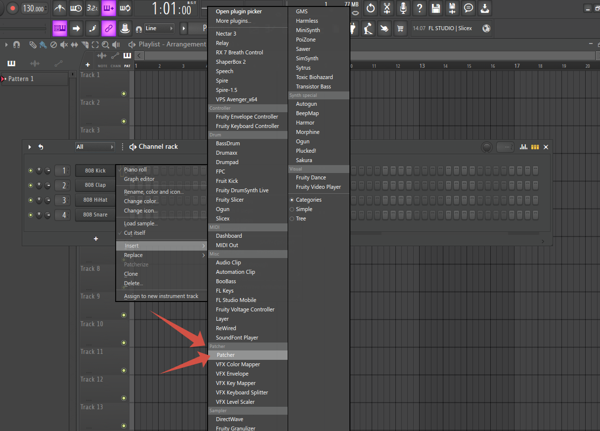 Рис. 1 Местоположение плагина Patcher