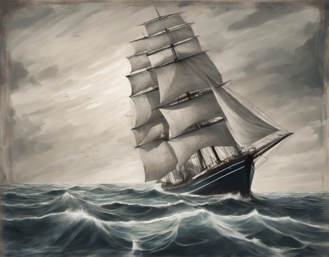 Парусник в море.