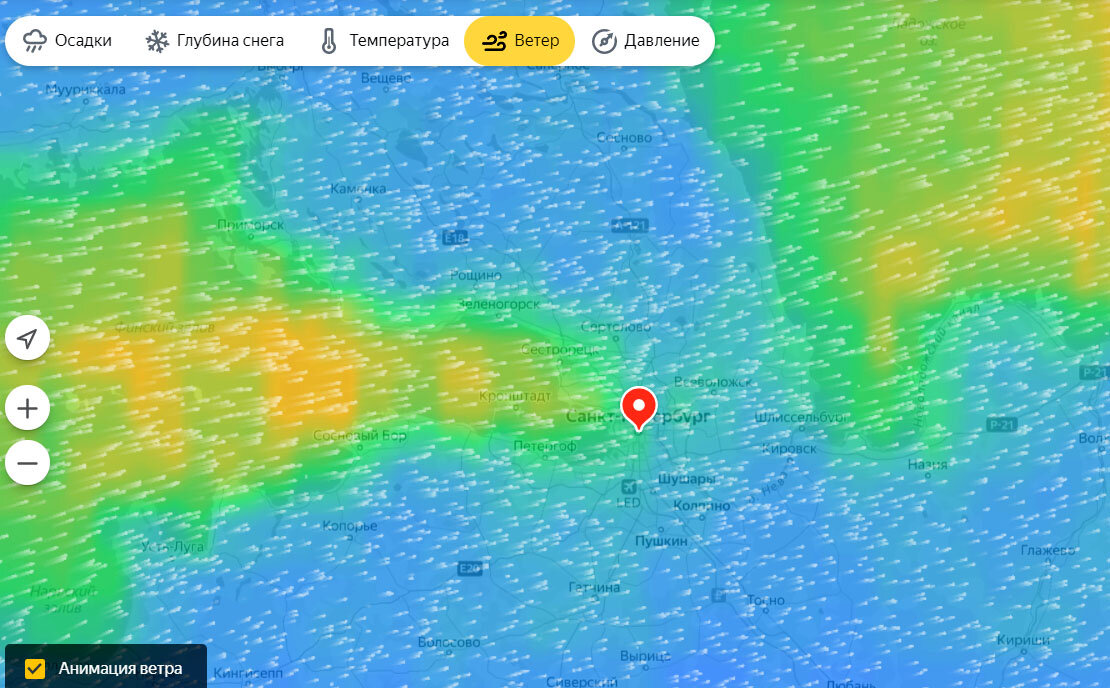 карта ветров в этот день