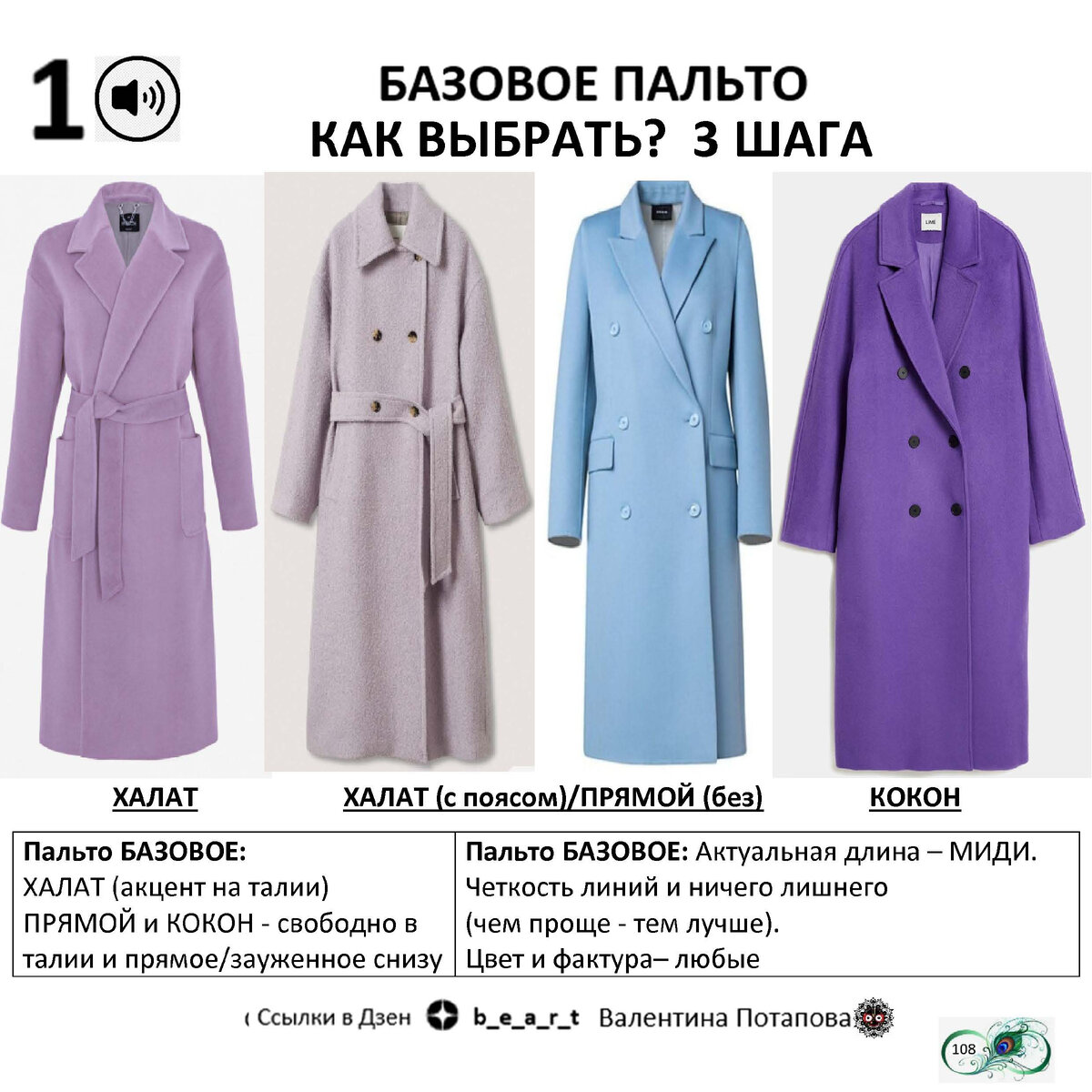1 шаг: Выбираем фасон: - ХАЛАТ (акцент на талии) - ПРЯМОЙ и КОКОН - свободно в талии и прямое/зауженное снизу