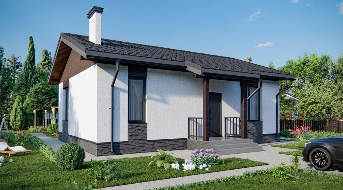 3D визуализация дома по проекту 11-100 (вид спереди)