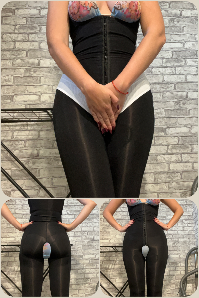 Верхнее фото - белье поверх компрессионки. Нижние 2 фото - демонстрация выреза. 