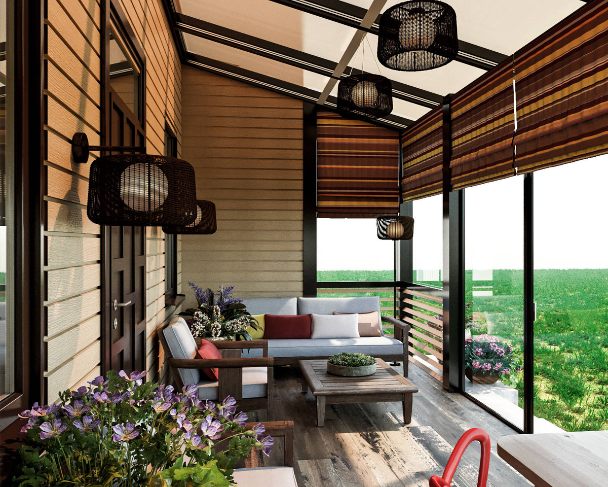 Остекленние балкона в загородном доме: идеи дизайна. 20 фото