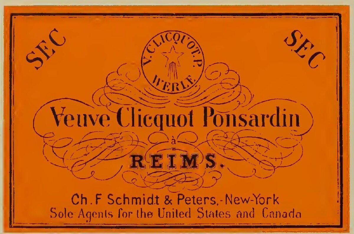 этикетка шампанского "Вдова Клико"