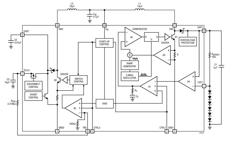 Структурная схема LT3498