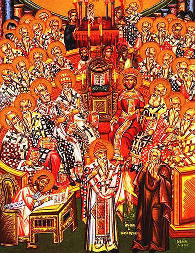 
Eastern Orthodox icon depicting the First Council of Nicea (325).