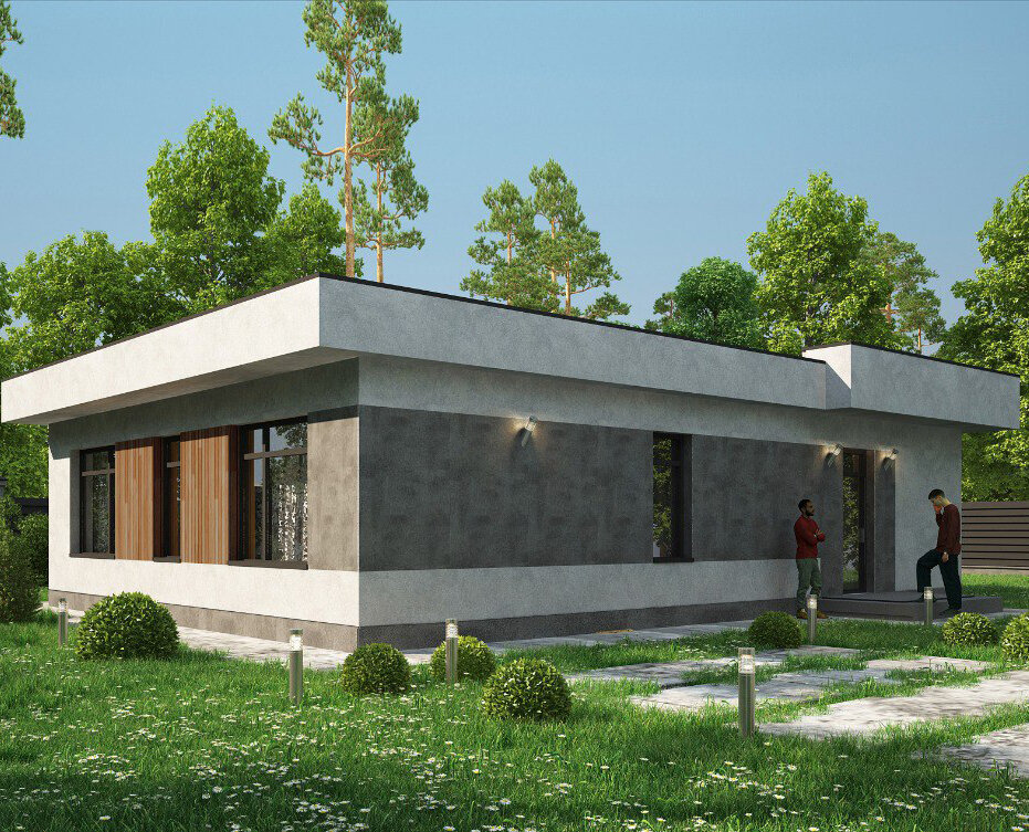 Проект дома FlatHouse-100 м2 с плоской кровлей