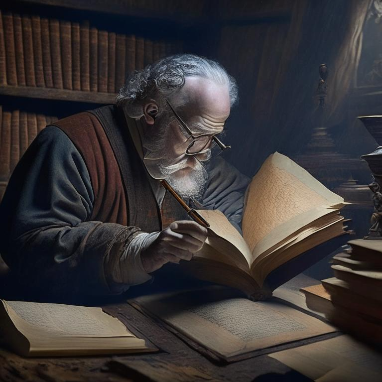 Работа историка глазами нейросети Kandinsky 2.1. (разработано авторами статьи)