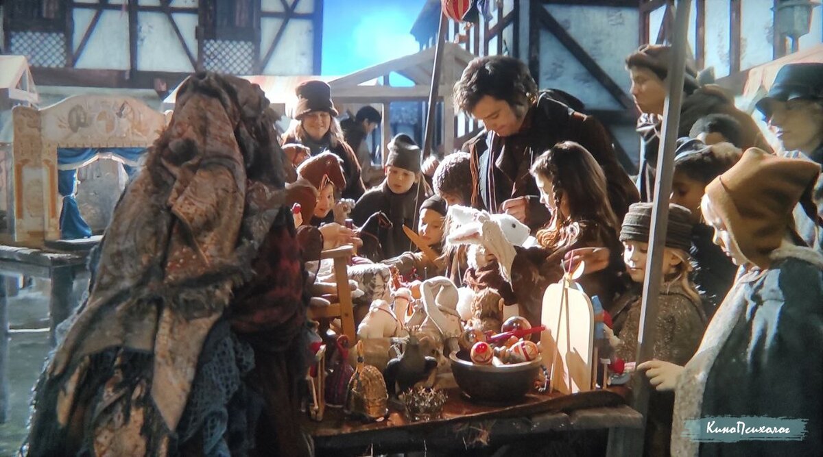 "Однажды в сказке", кадр из фильма. Джефферсон с дочерью на рынке.