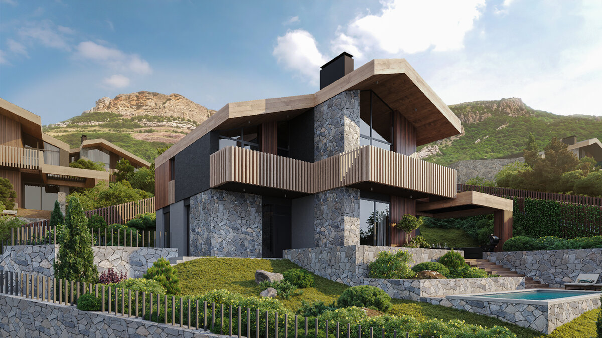 Уникальный коттеджный поселок в Крыму у подножия гор