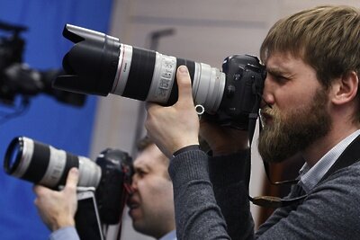    Фотографы на конгрессе сирийского национального диалога в Сочи. ©Нина Зотина РИА Новости
