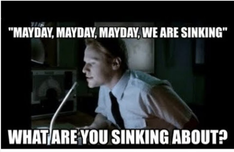 What are you thinking about. We are Sinking. Thinking Sinking. Mayday Мем.