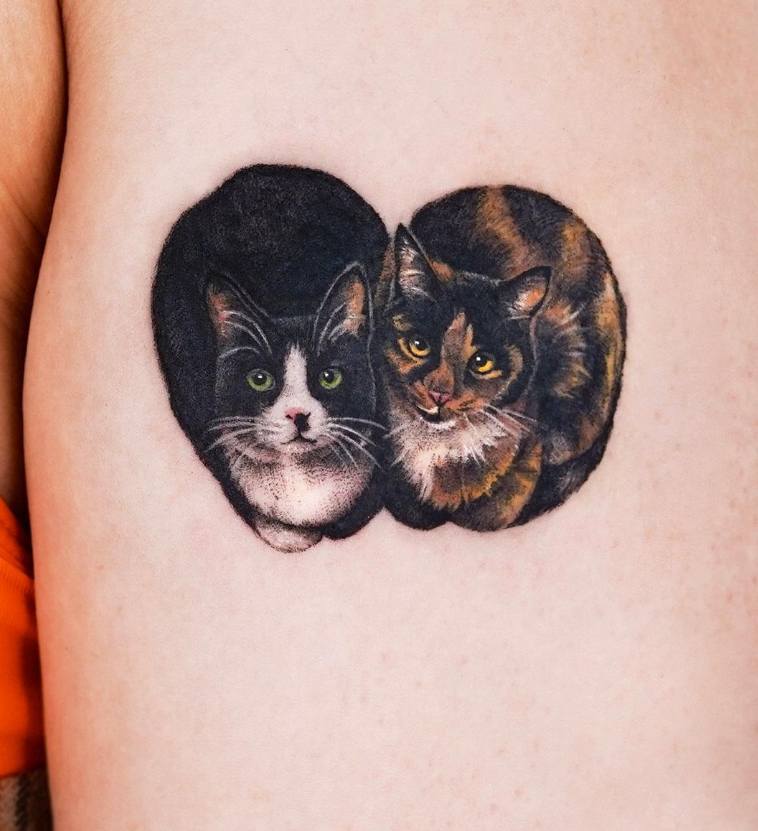 Если идти в якудза, то только за тату с такими котиками! Как живые