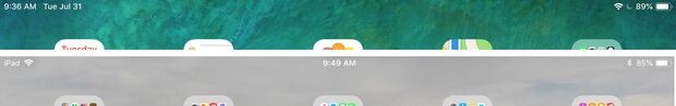 Вверху: строка состояние iOS 12. Внизу: строка состояния iOS 11.