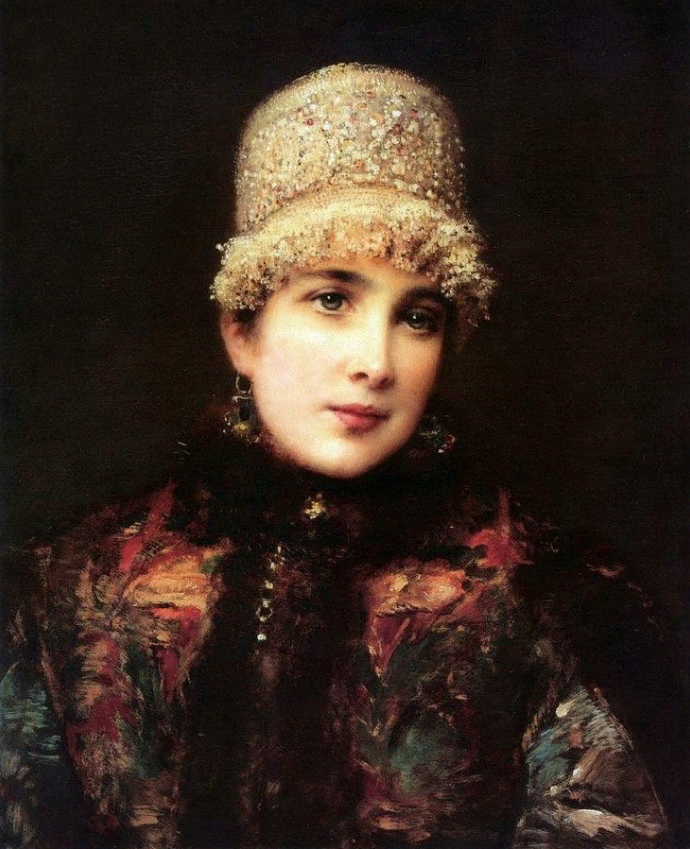 К. Маковский, Русская красавица в кокошнике,1890