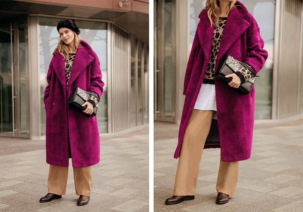 Пальто ягодного оттенка «Снежная Королева», артикул:214745000