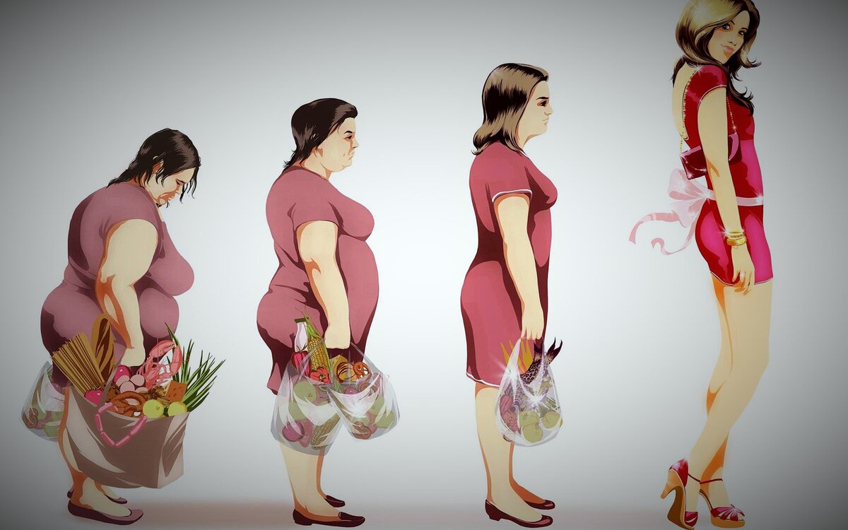 Этапы развития женщин. Эволюция похудения. Женщина превращается. Похудение арты. Девушка превращается в толстую.