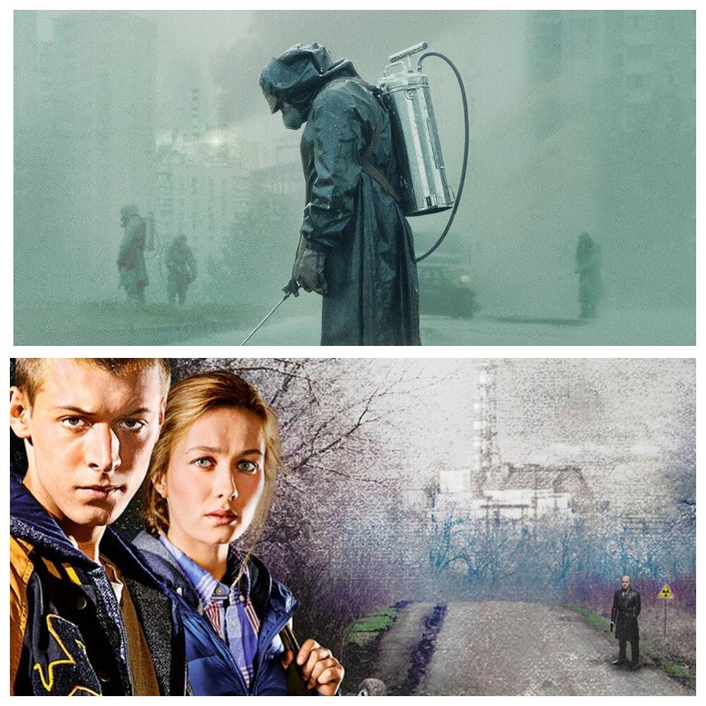 (Кадры из к/ф "Чернобыль" 2019 г., из к/ф "Чернобыль. Зона отчуждения" 2014-2017 гг.)