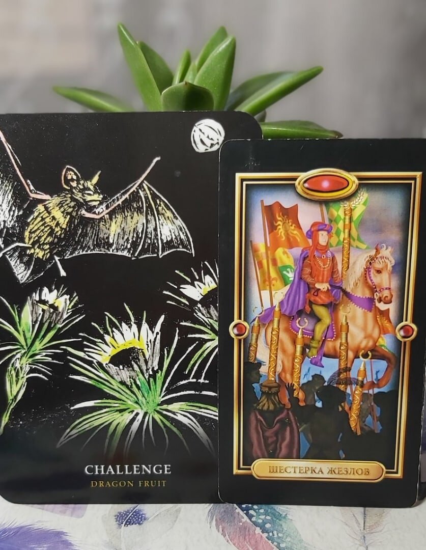 Карта дня 09.08.2021 года.
Шестёрка Жезлов и поясняющая оракульная карта Вызов.
Сегодня на вашем пути к победе и достижению поставленных целей может возникнуть множество вызовов и препятствий. Поэтому, чтобы добиться желаемого, придётся приложить больше времени и усилий, чем вы изначально рассчитывали. Какой бы неразрешимой и тупиковой ни казалась бы вам ситуация, не торопитесь опускать руки и менять планы. Усердие и последовательность обязательно приведут вас к победе, в чём бы она для вас ни заключалась.
Волшебного дня!

Колоды: "Золочёное Таро" Чиро Марчетти и "Flowers of the Night Oracle" by Cheralyn Darcey

 