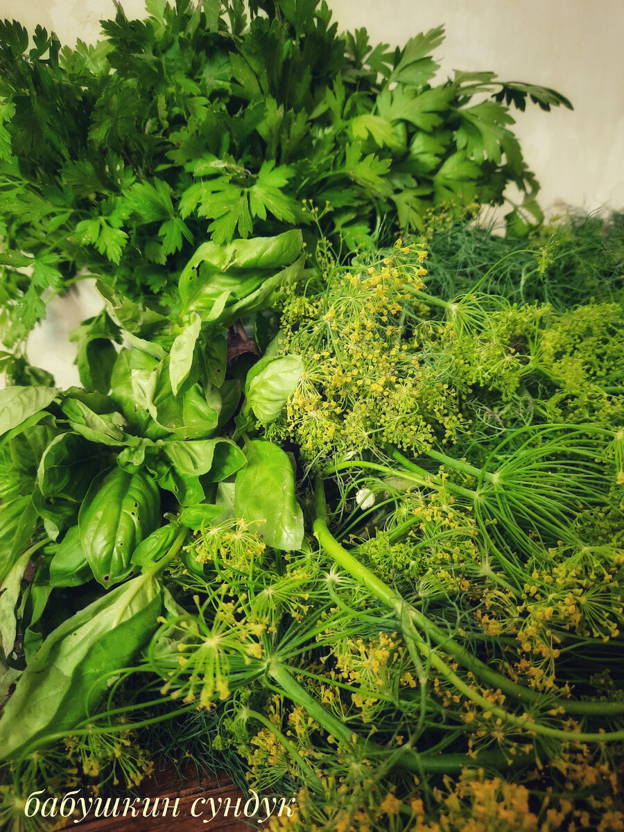 Зелень со своего огорода.Свежая,душистая.