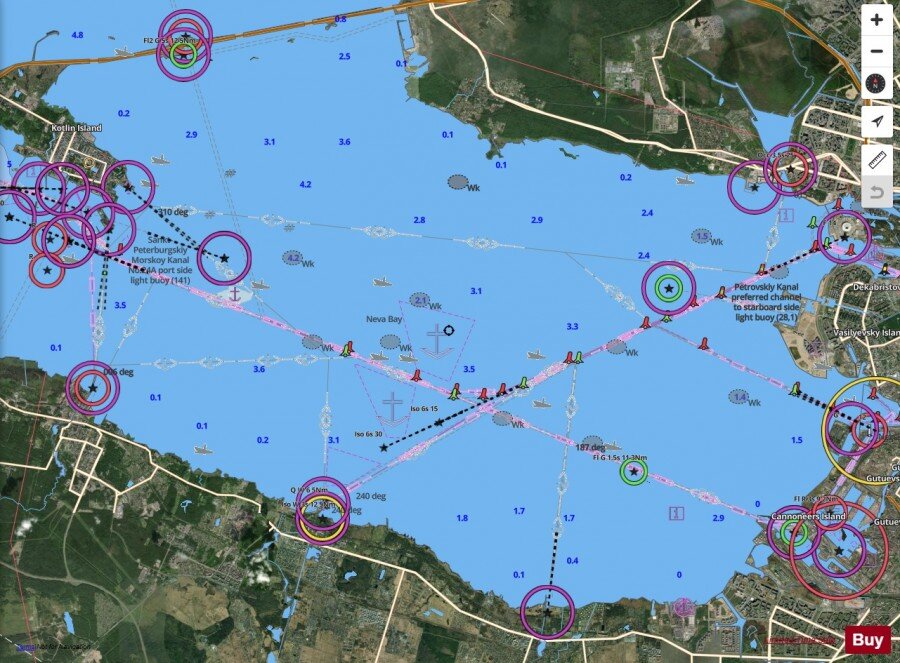 Карта глубин невской губы