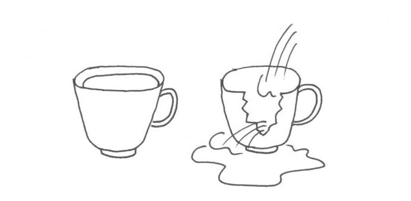 Рис 2. Вторичный дефект. Вода вытекает из чашки, потому что она разбита. Чашка не выполняет свои функции. 