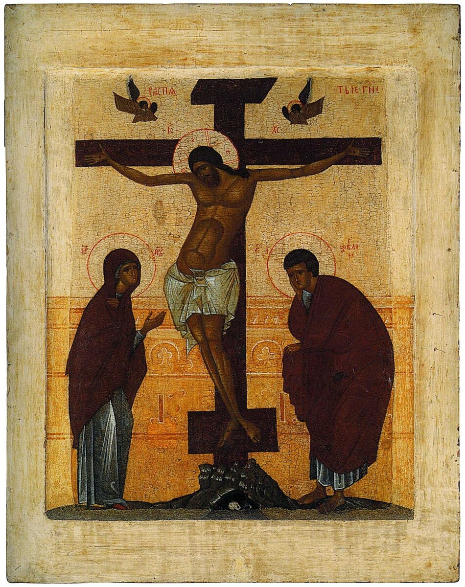 Икона Распятие. Центральный музей древнерусской культуры и искусства им. Андрея Рублева. Из старообрядческой церкви Успения на Апухтинке в Москве.